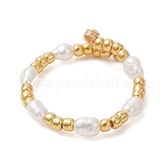 3 шт. кольца на палец из натурального культивированного пресноводного жемчуга на медной проволоке&nbsp;RJEW-JR00995