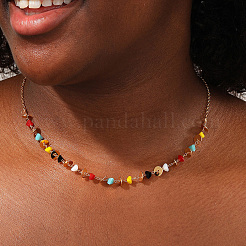 Элегантные ожерелья из цепочек ручной работы из латуни и синтетической каменной крошки для женщин&nbsp;BM0340