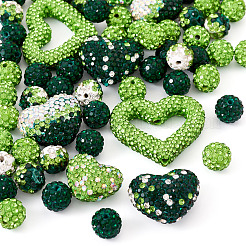 58шт набор бусин из полимерной глины ручной работы со стразами&nbsp;CLAY-BT0001-06