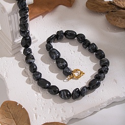 Винтажные черные акриловые самородки из бисера ожерелья для женщин&nbsp;BF0589-1