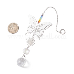 Стеклянные бусины и 201 подвесной подвесной элемент в виде бабочки из нержавеющей стали&nbsp;HJEW-JM04761-01