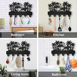 Настенные вешалки из дерева и железа&nbsp;HJEW-WH0055-063