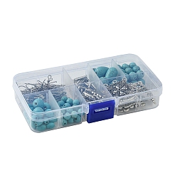 Комплектующие и подвески для люстр в тибетском стиле с наборами синтетических бирюзовых бусин&nbsp;DIY-FS0005-75