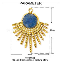 Подвески из нержавеющей стали 304 с натуральным лазуритом&nbsp;STAS-OY001-67G