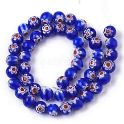 Ручной работы millefiori стеклянные бусины нитки&nbsp;LAMP-R143-01B