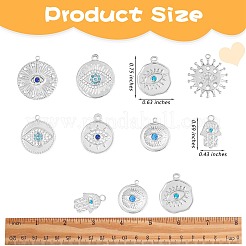 16 шт. 8 подвески в виде глаз из нержавеющей стали 304 со стразами&nbsp;STAS-SZ0002-85P