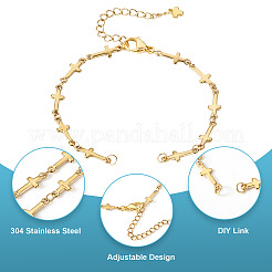 4шт 2 цвета 304 нержавеющая сталь цепочка для изготовления браслета с поперечными связями&nbsp;AJEW-TA0001-96