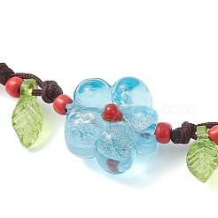 Браслеты из плетеных бусин ручной работы из серебряной фольги и стекла в технике лэмпворк с бусинами из натурального белого нефрита для женщин&nbsp;BJEW-JB12728-02