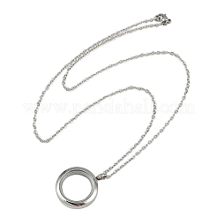 304 нержавеющая сталь плоский круглый медальон подвеска урна для праха домашних животных ожерелья&nbsp;LS-NJEW-S455-08P