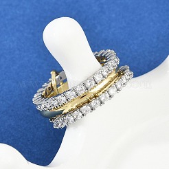 Латунные микро проложить пальцев кольца кубического циркония&nbsp;RJEW-D325-01PG-02