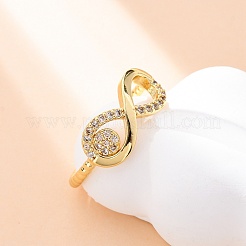 Латунные кольца-манжеты с микропаве и прозрачным цирконием для женщин&nbsp;RJEW-U047-21G