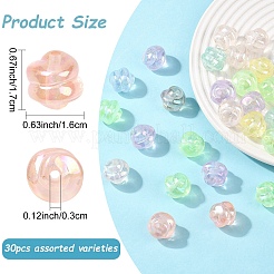 30 шт. светящиеся прозрачные переливающиеся радужные акриловые бусины&nbsp;LACR-YW0001-07