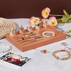 Деревянные стенды кольца пальца&nbsp;RDIS-WH0009-020