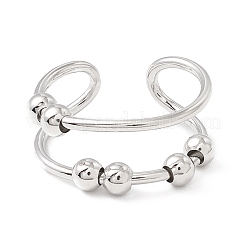 Открытая манжета с вращающимся кольцом из латуни с двойной линией&nbsp;LS-RJEW-H102-05P