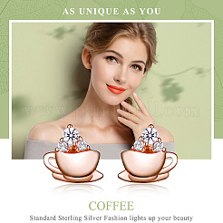 925 стерлингового серебра серьги стержня&nbsp;HJEW-FF0012-26