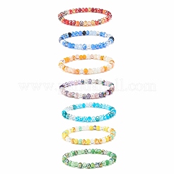 7шт 7 цвета побрякушки круглые стеклянные бусины стрейч браслеты набор&nbsp;BJEW-JB07747