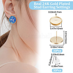 30 шт. Латунные серьги-гвоздики&nbsp;KK-BBC0007-42