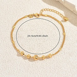 Пляжные браслеты на ногу из латуни с круглыми бусинами для отпуска и лета&nbsp;BC8188-1