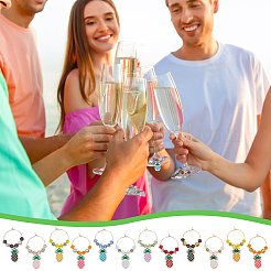 Осенние подвески для бокалов из эмали из сплава ананаса&nbsp;AJEW-GA00016