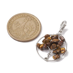 Подвески из натуральных смешанных драгоценных камней в проволочной обертке «Древо жизни»&nbsp;HJEW-JM01876