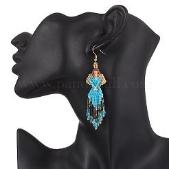 Серьги-подвески из стеклянных бусин ручной работы в форме ангела&nbsp;EJEW-MZ00538-01