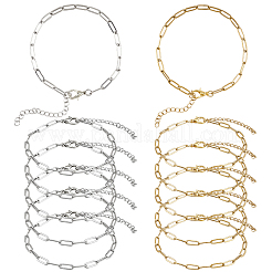 12 шт. 2 цвета 304 нержавеющая сталь скрепки цепи браслеты для мужчин и женщин&nbsp;BJEW-SC0001-63