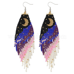 Элегантные серьги-подвески из стеклянных бусин ручной работы в форме луны&nbsp;WJ0050-2