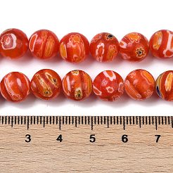 Ручной работы millefiori стеклянные бусины нитки&nbsp;LAMP-G166-10B