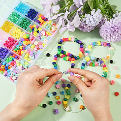 Наборы для изготовления браслетов из пластиковых бусин разных форм своими руками&nbsp;DIY-YW0011-06