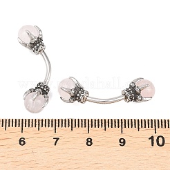 Кольца для живота в форме драконьего когтя из нержавеющей стали 316 с шариками из натурального камня&nbsp;AJEW-C044-06AS-03