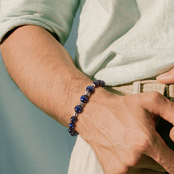 Окрашенные и нагретые круглые бусины из натурального тигрового глаза для изготовления браслета своими руками&nbsp;DIY-KS0001-19