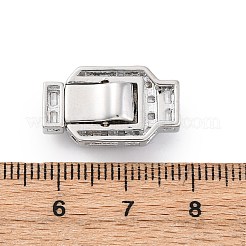 Прямоугольные застежки-коробочки из латуни с микропаве из прозрачного кубического циркония&nbsp;KK-G505-36P-02