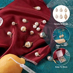 24 шт. 6 подвески из искусственного жемчуга из АБС-пластика в обертке из проволоки&nbsp;KK-SW0001-07