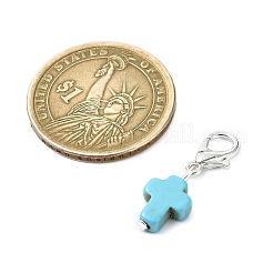 Подвеска-крест из окрашенной синтетической бирюзы&nbsp;HJEW-JM02634