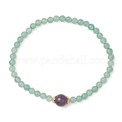 Браслеты из натуральных зеленых бусин авантюрина и аметиста для женщин&nbsp;BJEW-JB11928-02