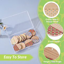 16 шт. подвески из смолы и дерева с двухцветной печатью&nbsp;WOOD-BT0001-13