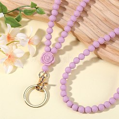 Силиконовый шейный ремешок для удостоверения личности в форме розы&nbsp;NJEW-SW00028-10