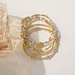 5 шт. 5 варианта браслетов из латуни и стеклянных бусин&nbsp;LM8545-1