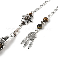 Натуральный тигровый глаз конус биолокационный маятник большие заостренные подвески&nbsp;AJEW-Z041-01G-AS