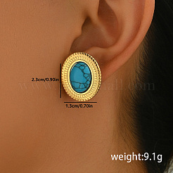 Винтажные серьги-гвоздики из нержавеющей стали с бирюзой&nbsp;YU8989-1