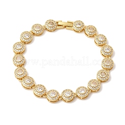 Латунные браслеты-цепочки с микропаве из прозрачных кубических цирконий для женщин&nbsp;BJEW-H639-03G