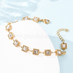 Браслеты-цепочки из нержавеющей стали 304 с инкрустацией из стекла для женщин&nbsp;BJEW-G780-04G