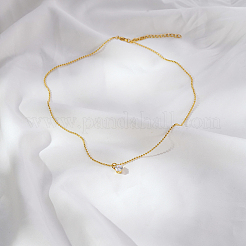 Простые круглые подвески из нержавеющей стали с прозрачными кубическими цирконами для ежедневного ношения женщинами&nbsp;TJ1093-2