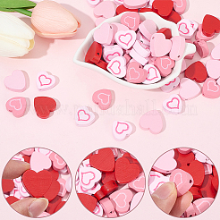 200 шт. деревянные бусины с принтом ко Дню святого Валентина в 4 цветах&nbsp;WOOD-SC0001-96
