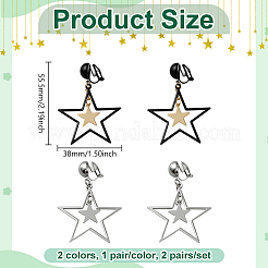 2 пара двухцветных латунных серег-клипс&nbsp;EJEW-HY0001-10A