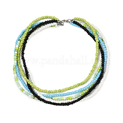 Многорядные ожерелья из бисера из богемского стекла для женщин&nbsp;NJEW-JN05354-02