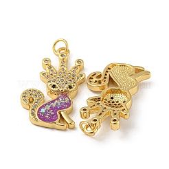 Латунные подвески микропаве фианиты с синтетическим опалом&nbsp;KK-K356-02G