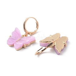 Пластиковые серьги с подвесками в форме бабочки&nbsp;EJEW-WH0017-53G-B