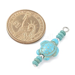 Подвески из бисера-рондель в виде черепахи из окрашенной синтетической бирюзы&nbsp;PALLOY-JF04011-02