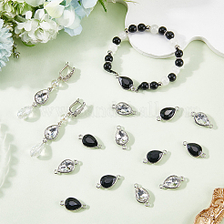 20 шт. 2-цветные граненые стеклянные подвески-соединители из сплава&nbsp;FIND-SC0016-29